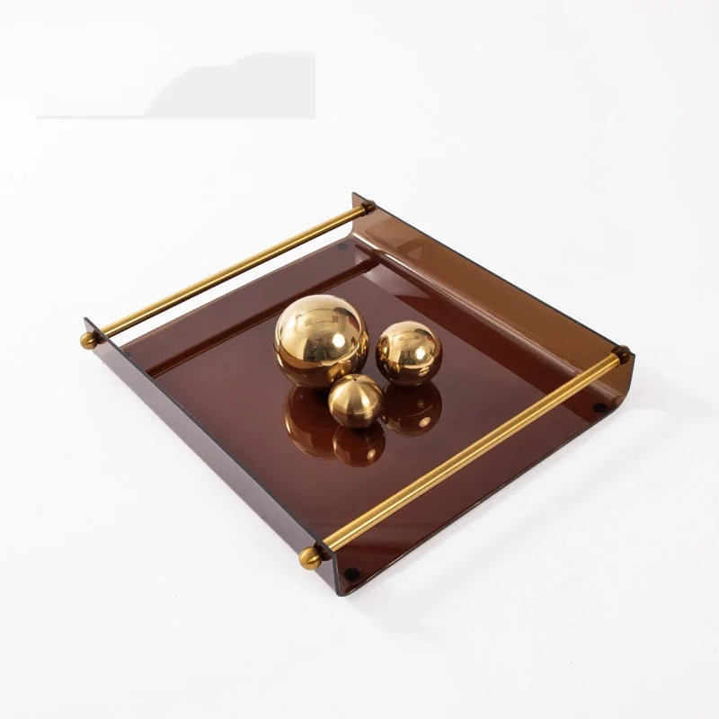 DecorBites™ Clear Glass Square Fruit Plate Tray Desktop Storage Container Home Decor