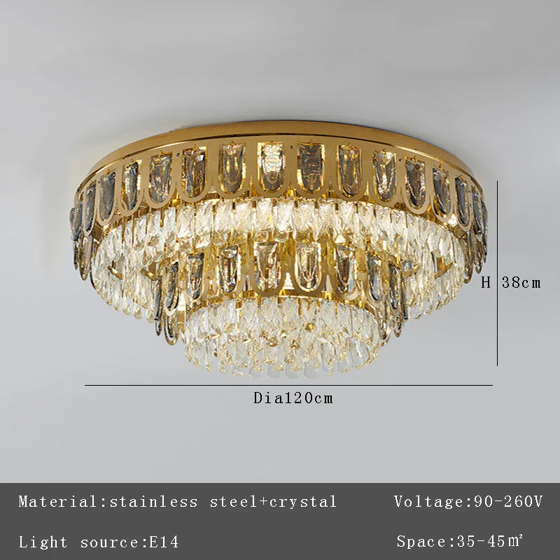 DecorBites™ Crystal Round Ceiling Chandelier for Modern Room Decor, Luxury Lamps - 2025 Lumens