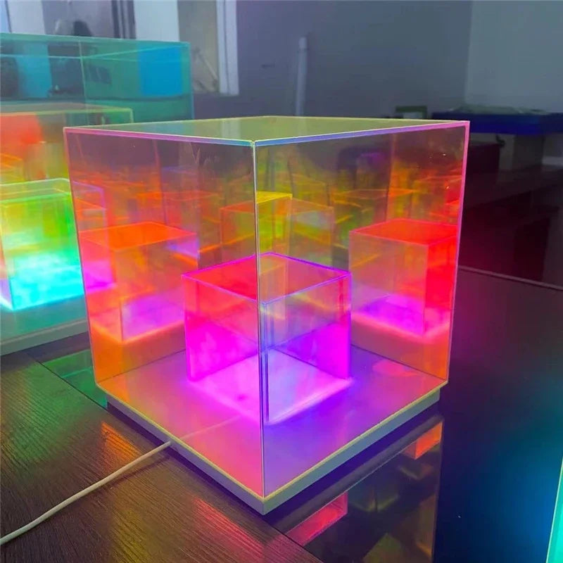 DecorBites™ LED Magic Cube Acrylic Table Lamp - Colorful Small Desk Light