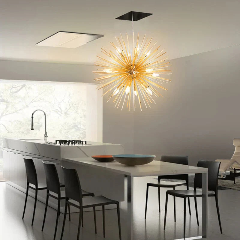 DecorBites™ Dandelion Ball Chandelier: Nordic Modern Golden Bedroom & Restaurant Lamp