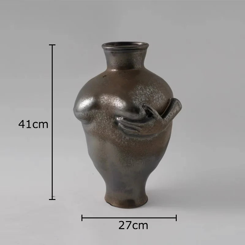 DecorBites™ Abstract Art Ceramic Vase for Desk Decoration and Room Aesthetic