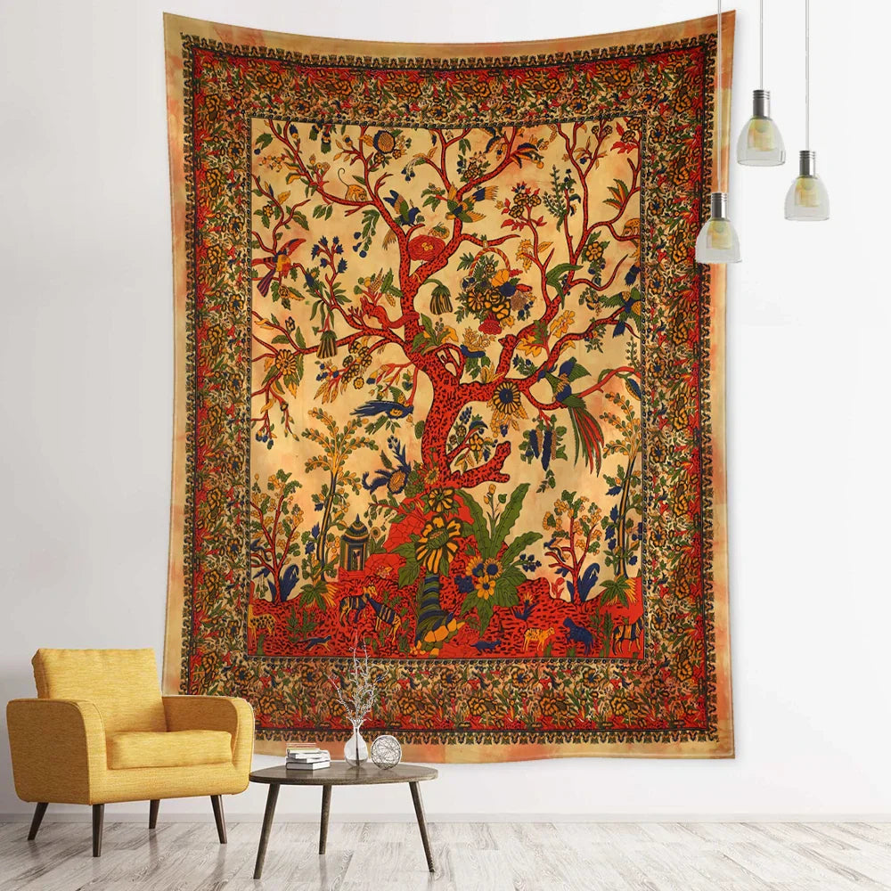 DecorBites™ Flying Bird Tree of Life Tapestry Wall Hanging: Bohemian Abstract Hippie Decor
