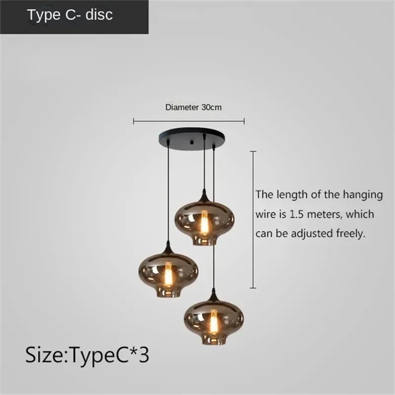DecorBites™ LED Glass Pendant Chandelier for Kitchen Dining Bar Décor