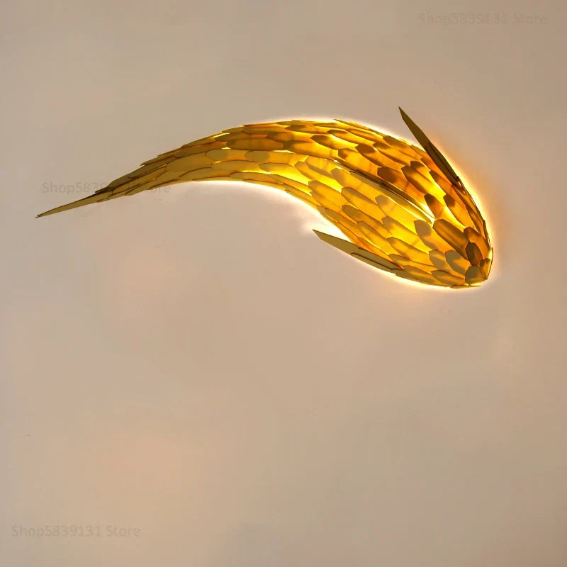 DecorBites™ Handwoven Bamboo LED Fish Wall Light for Modern Nordic Living Room Decor