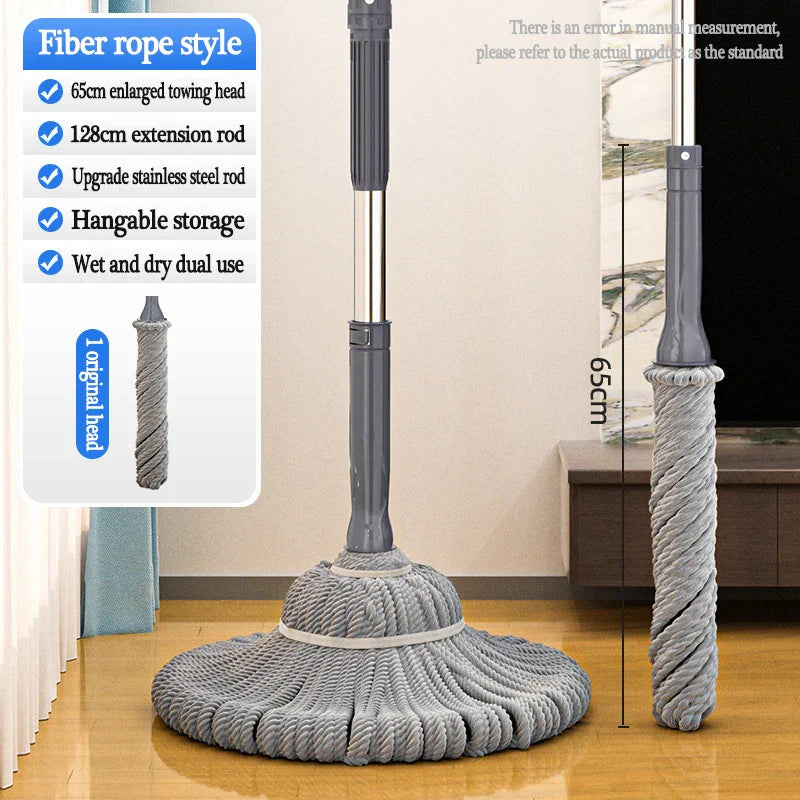 DecorBites™ Easy Spin Mop with Long Handle for Hands-Free Floor Cleaning