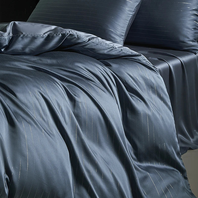 DecorBites™ Eucalyptus Fiber Dark Gray Bedding Set: Soft, Silky Duvet Cover, Bed Sheet, Pillowcases