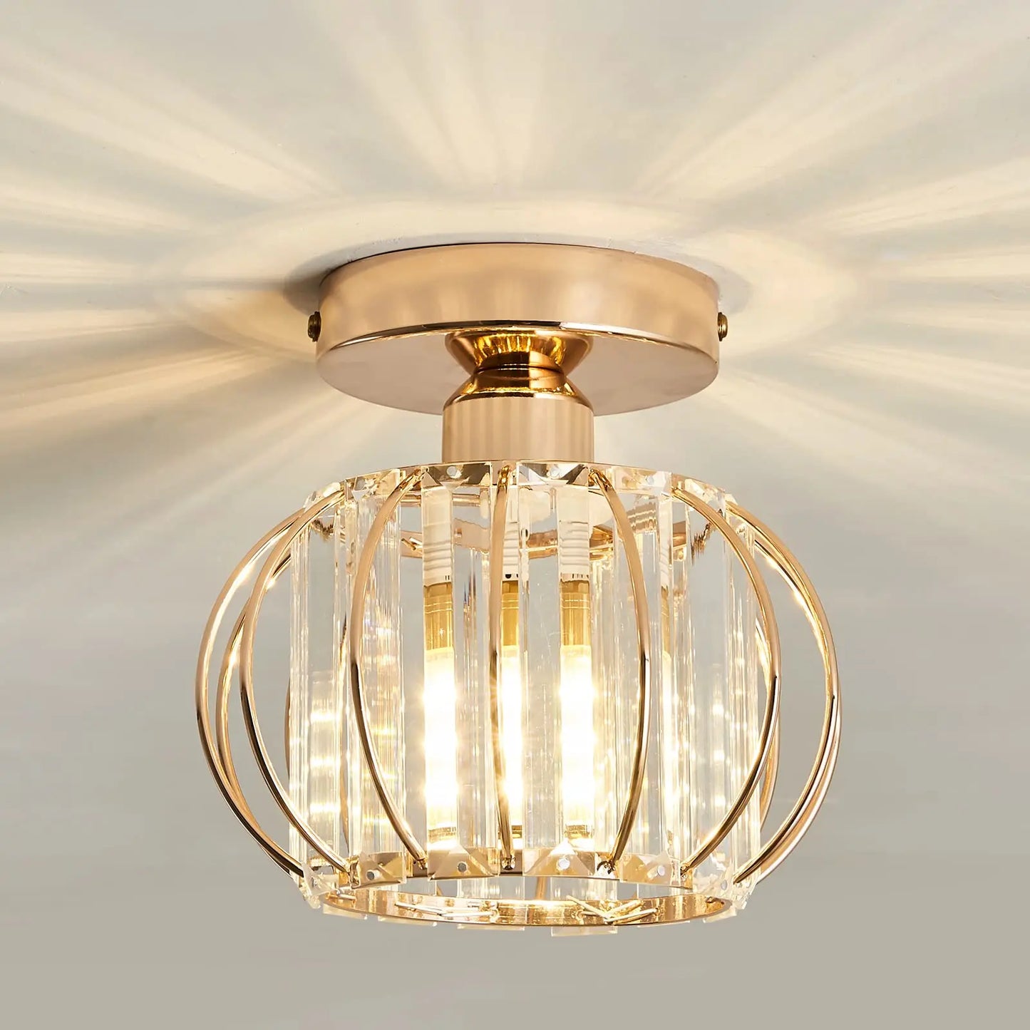 ثريا ديكوربايتس™ الكريستالية للسقف E26 E27 الحديثة باللون الأسود الذهبي