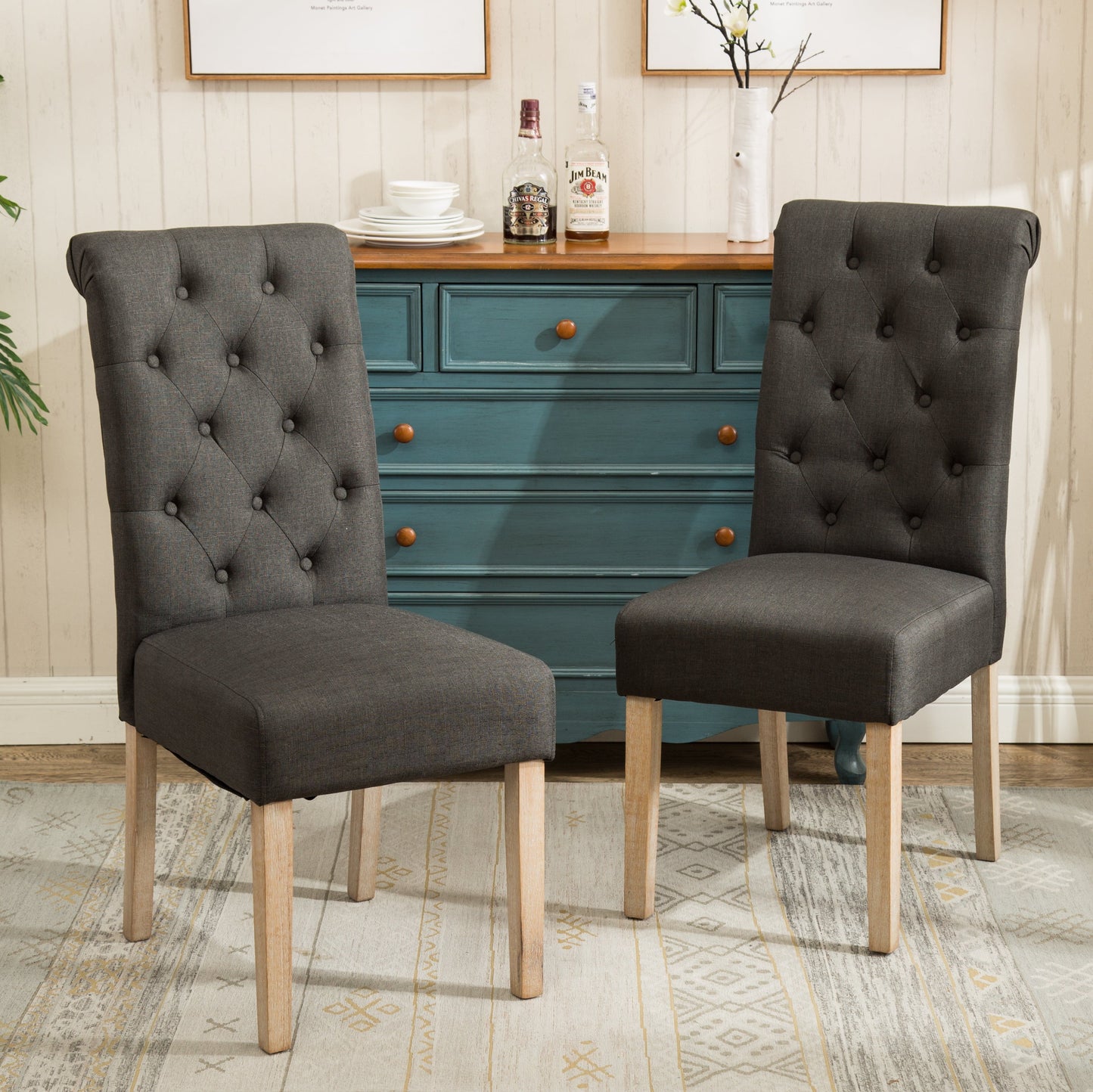 Soren - Nordic Mid-Century Dining Chair Set of 2 Tan Accent Chairs for Living Room