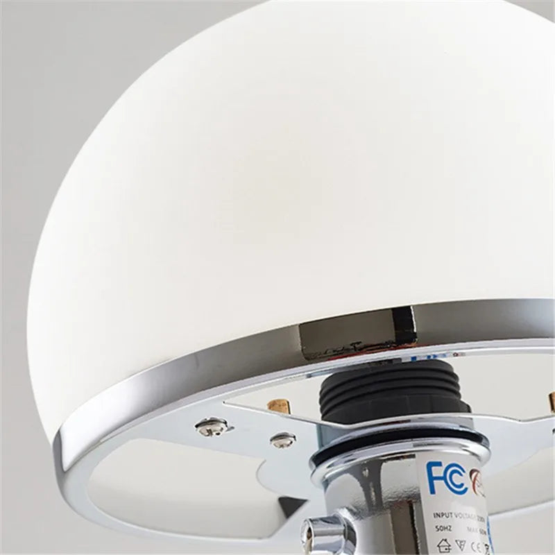 DecorBites™ Bauhaus Milk White Glass Table Lamp Chrome Nordic Retro Light