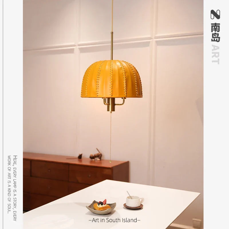 DecorBites™ Leather Chandelier: European Bedroom Single Head Design