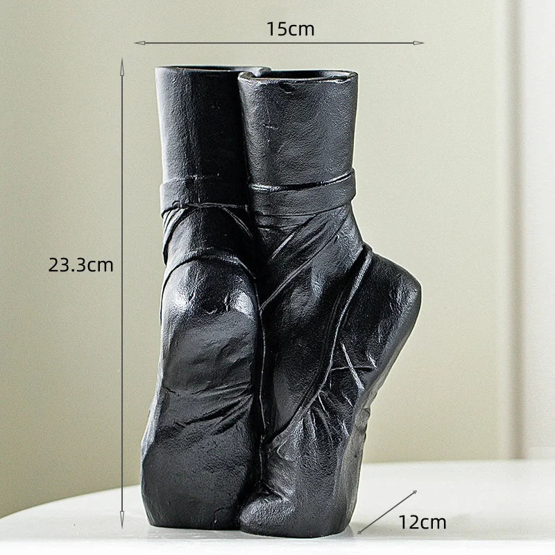 DecorBites™ Ballet Shoes Vase: Realistic Dancer Portrait Sculpture for Home Decoration