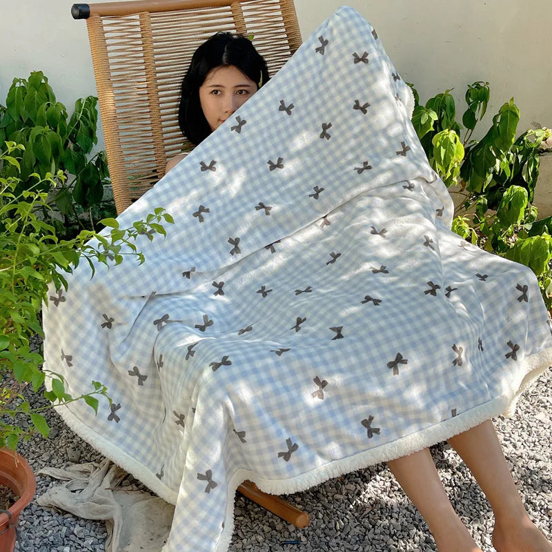 DecorBites™ Lamb Nap Cartoon Coral Velvet Blanket: Super Soft, Thick, and Cute for Winter