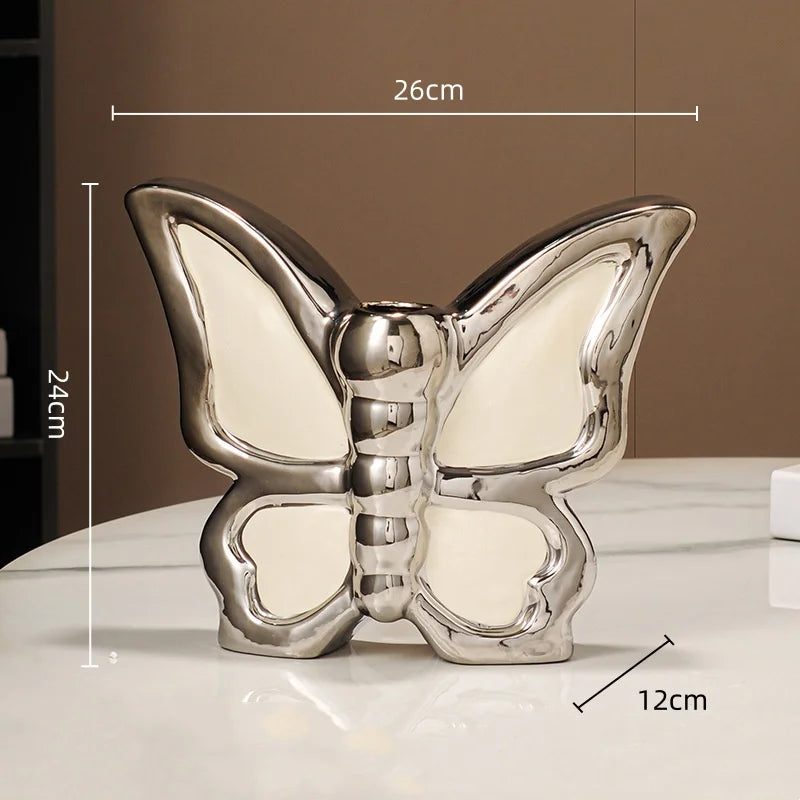 DecorBites™ Butterfly Ceramic Vase: Home Decor Flower Arrangement Figurine Butterfly Flowerpot