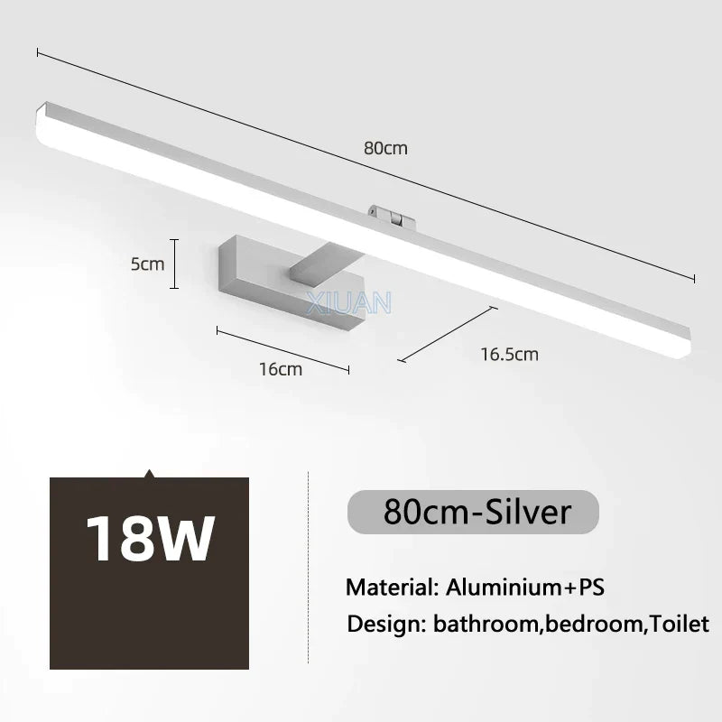DecorBites™ LED Bathroom Vanity Light Gold Silver Black 40-90cm 220V