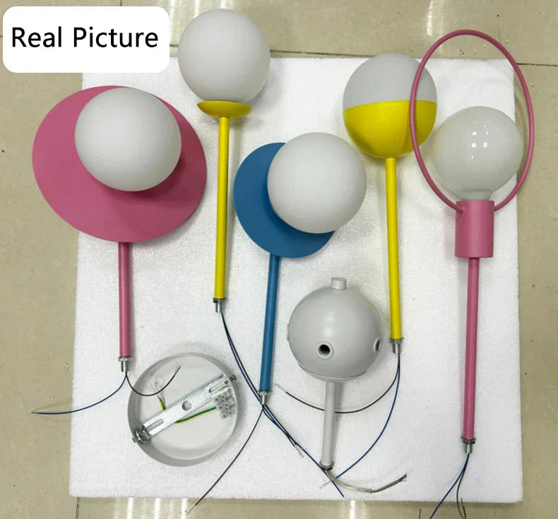 ثريا LED زجاجية نورديك للأطفال من ديكوربايتس™ - تصميم كرتوني أزرق وردي