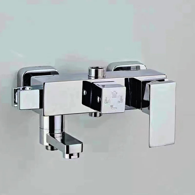 DecorBites™ Black Chrome Bathroom Mixer Tub Control Valve Wall Mount Shower Faucet