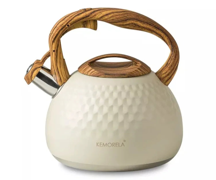 Hervidor de agua DecorBites™ de 3 litros de acero inoxidable con silbato | Hervidor con sonido de martillo para cocinas de gas e inducción