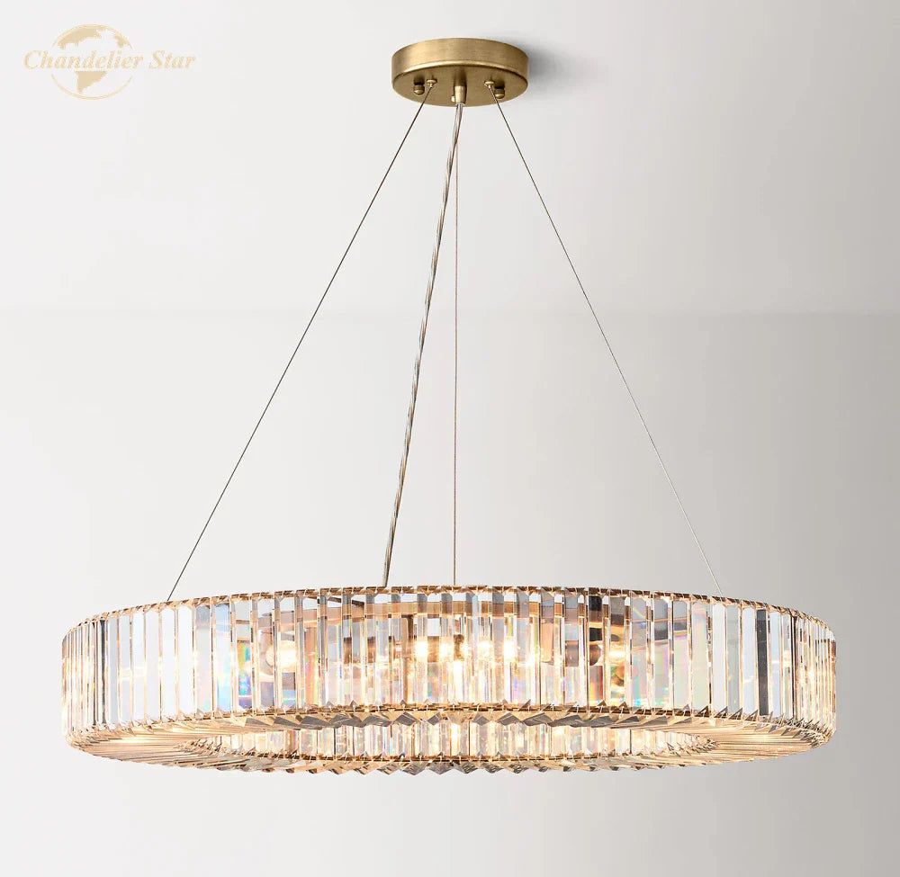 DecorBites™ Crystal Halo Pendant Light: Elegant Chandelier for Bedroom Living Room Dining Room Decor