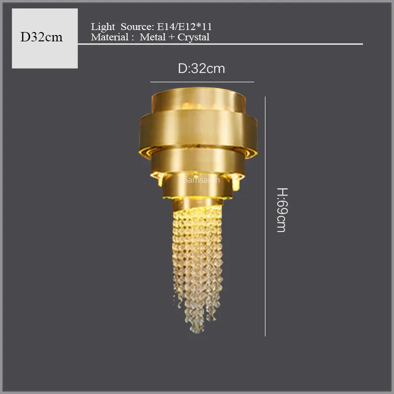 DecorBites™ Golden Crystal Chandelier for Luxury Living & Dining Rooms