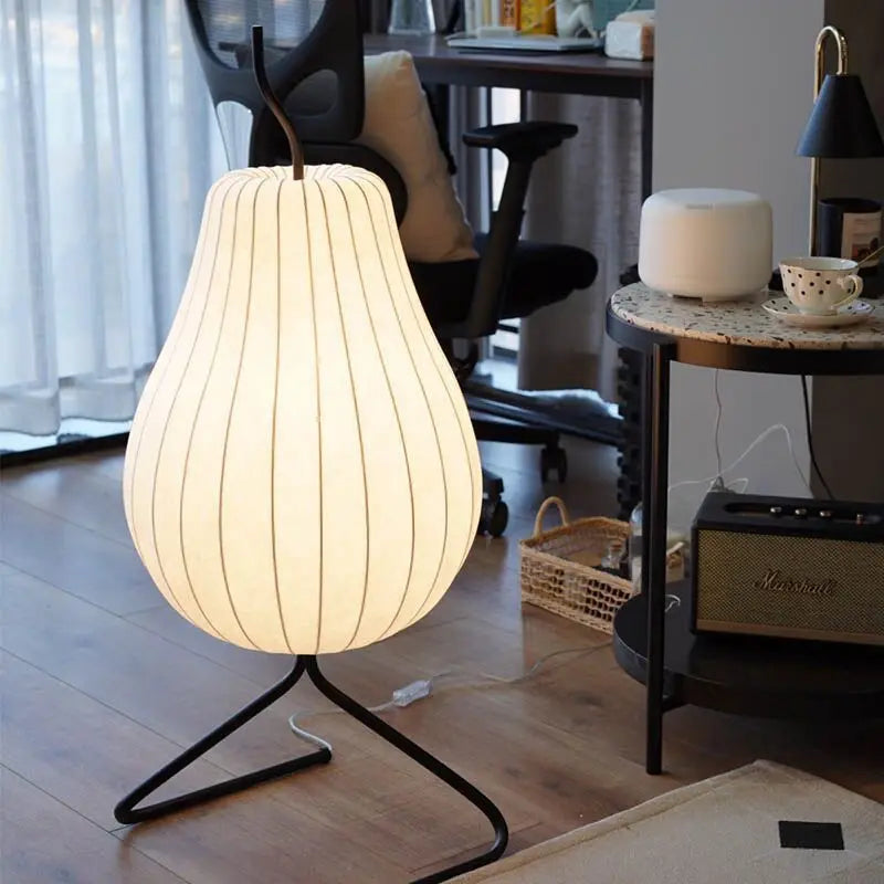 DecorBites™ Japanese Silk Floor Lamp: Wabi Sabi LED Fabric Lamp for Living Room & Bedroom