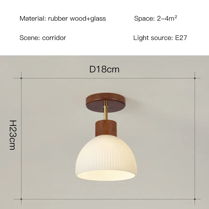 DecorBites™ Coco Wood Glass LED Ceiling Chandelier for Aisle Corridor Balcony - Nordic Design