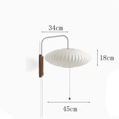 DecorBites™ Handwoven Silk Ball Wall Light: Japanese Design for Living Room and Bedroom