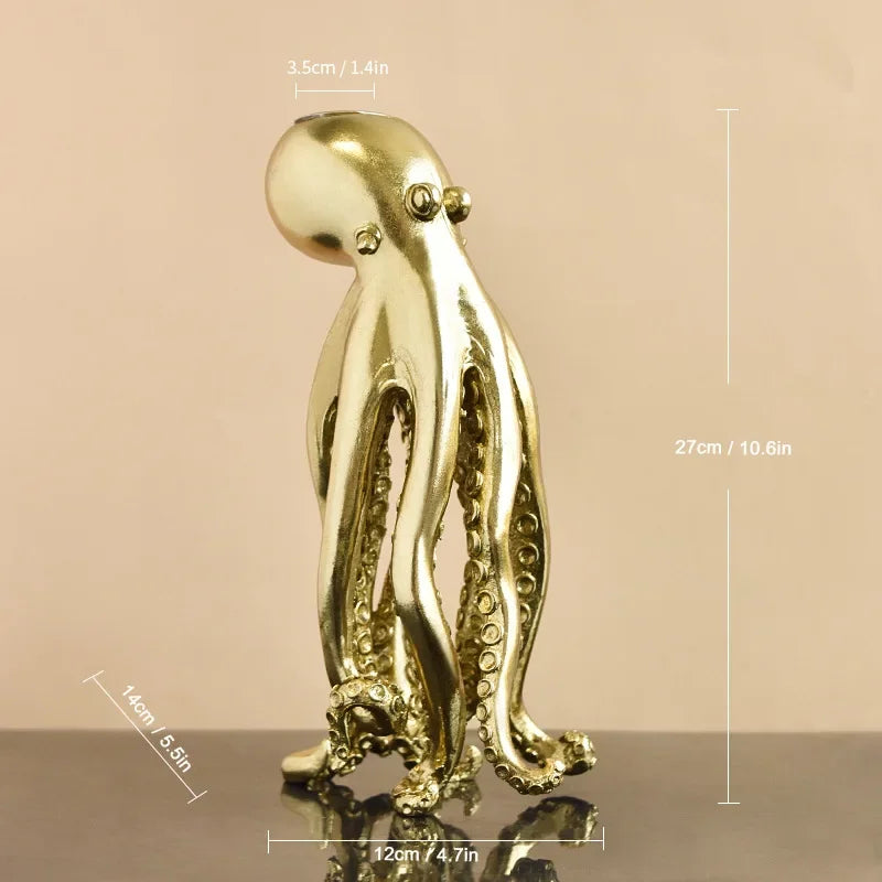 DecorBites™ Golden Octopus Sculpture Candle Holder Candelabrum for Home Decoration