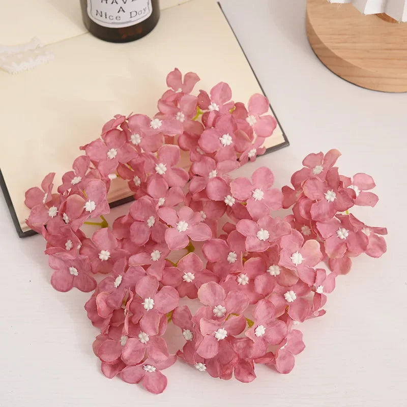 DecorBites™ Hydrangea Flowers: 30Pcs 8cm Fake Flowers for Home Decor, Wedding, DIY Wreaths