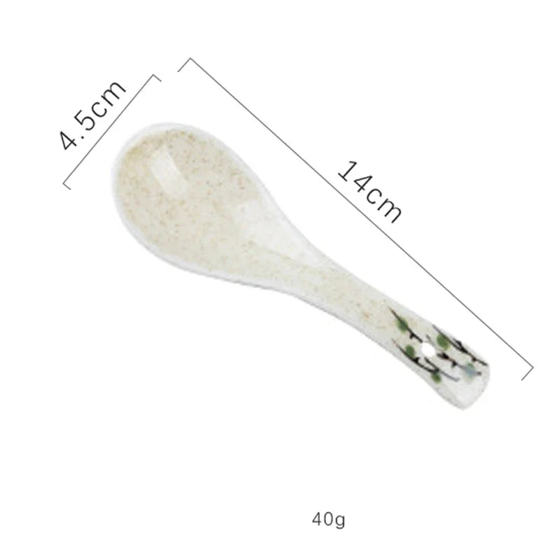 مجموعة أوعية رامين سيراميك ريترو من ديكوربايتس™ مقاس 6.5 بوصة مع غطاء وعيدان طعام وملاعق