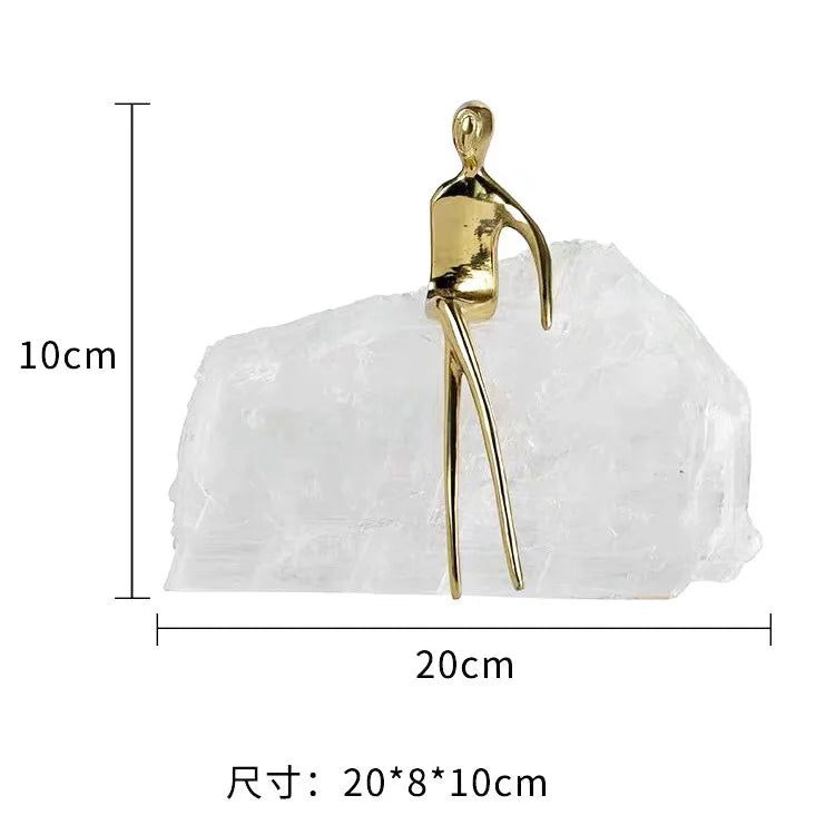 DecorBites™ Golden Man Crystal Mountain Sculpture Home Decor Handcraft