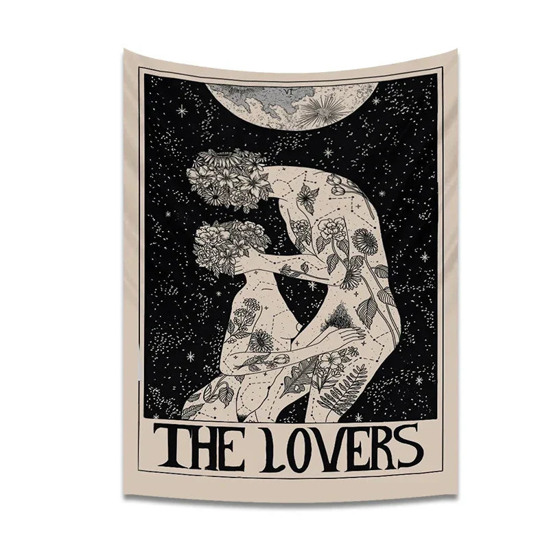 Tapiz del Tarot de los Amantes DecorBites™ para decoración de pared espiritual y entusiastas de la astrología