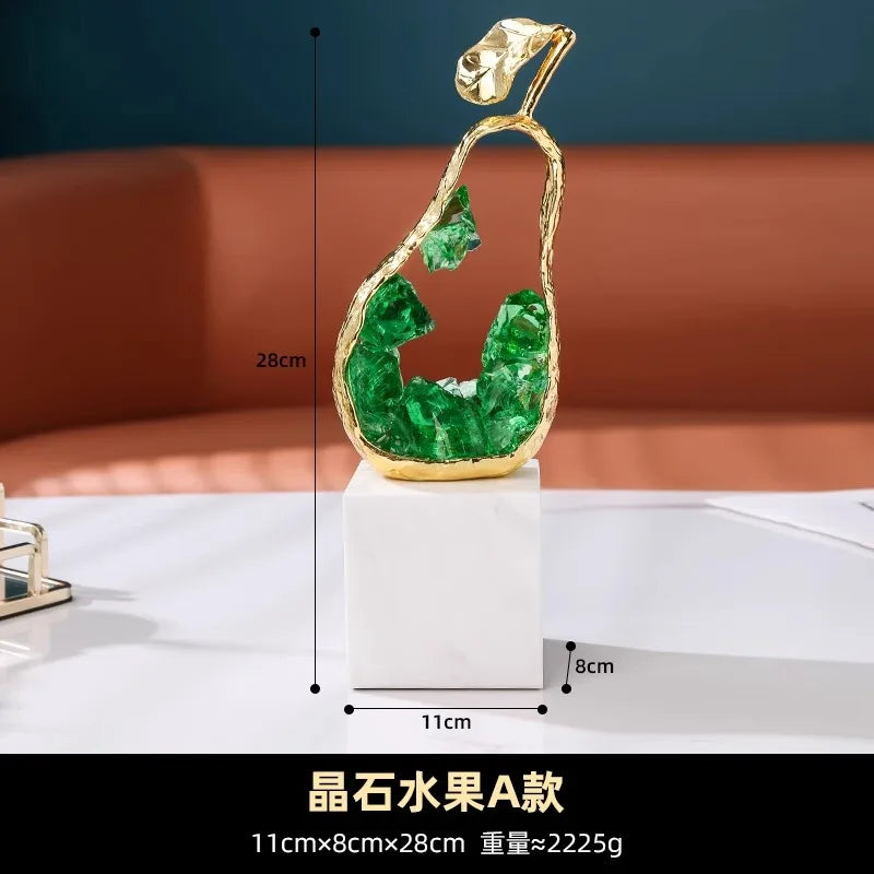 DecorBites™ Juego de esculturas de frutas de metal y cristal para decoración del hogar