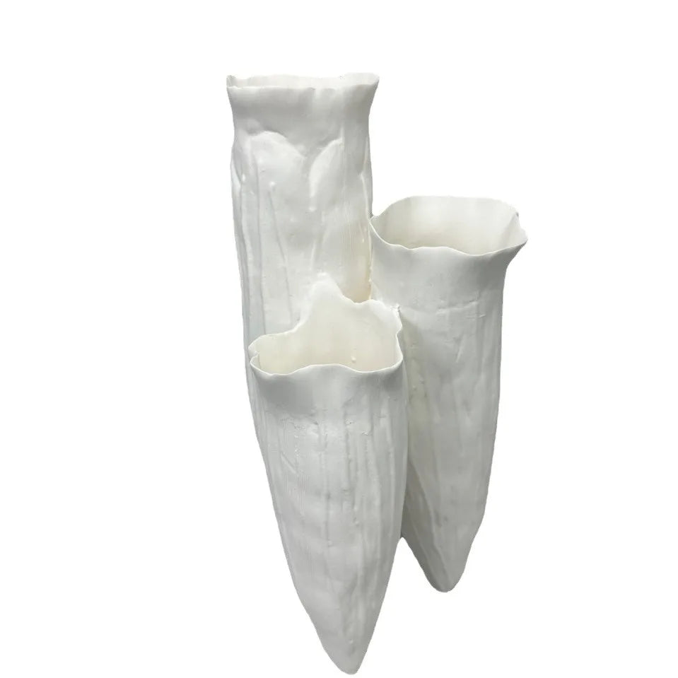 DecorBites™ Abstract Coral Reef Ceramic Vase Triangle Shape Handicraft Home Decor Vase