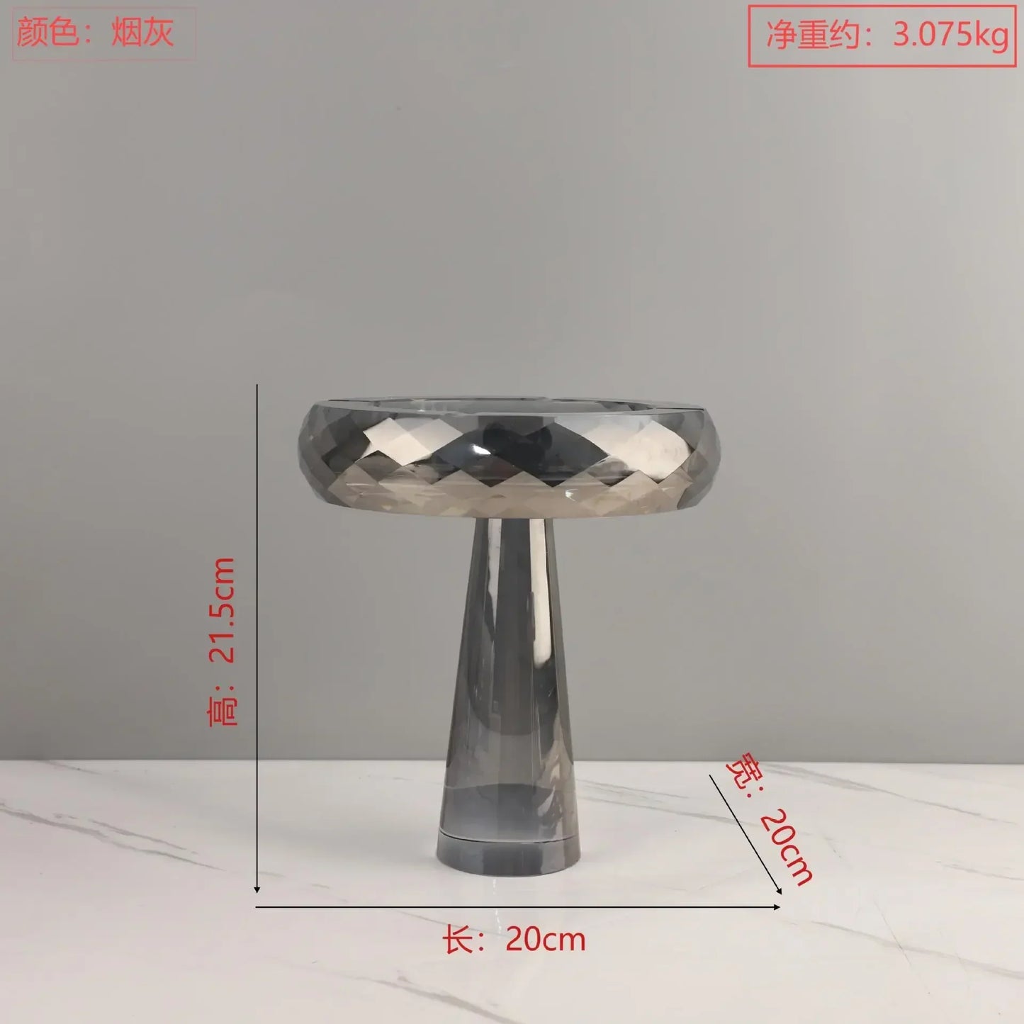 ديكوربايتس™ صينية تخزين مجوهرات زجاجية هندسية للفاكهة، صينية ديكور منزلي