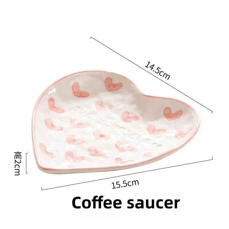 Taza de café de cerámica pintada a mano con forma de corazón DecorBites™ Taza de té bonita para el hogar y la oficina