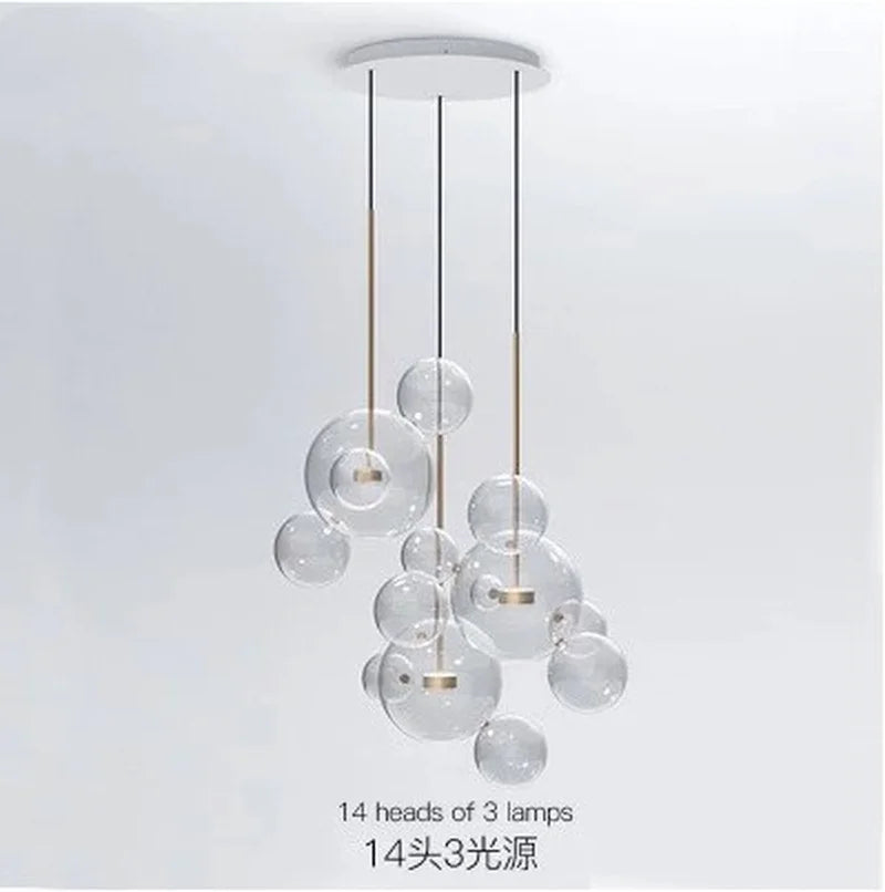DecorBites™ Glass Chandelier: Nordic-Italian LED Pendant Light for Living & Dining Room