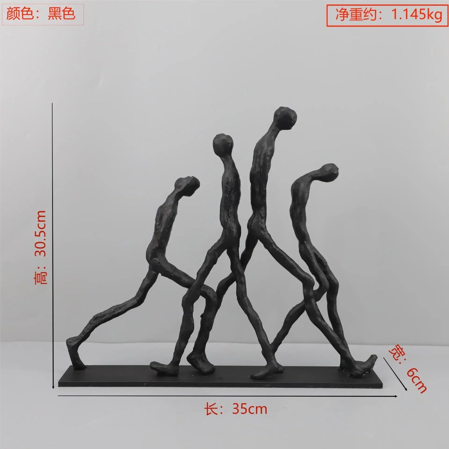 DecorBites™ Iron Man Abstract Sculpture Black Metal Figurine Decor for Room Aesthetics