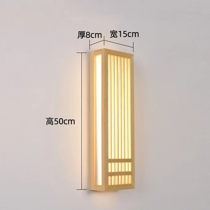 DecorBites™ Japanese Wood Wall Lamps LED Acrylic Rectangular Bedside Light for Bedroom