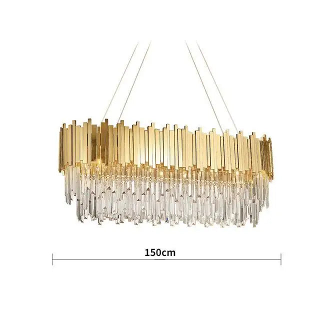 DecorBites™ Crystal LED Chandelier: Adjustable Metal Hanging Lamp for Living Room, Dining, Bedroom