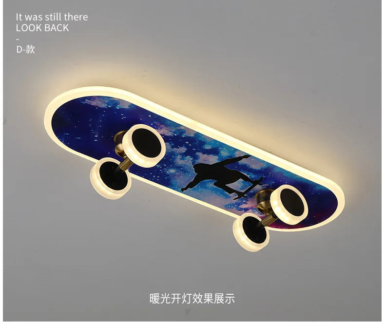 DecorBites™ Kids Skateboard LED Ceiling Light for Modern Children's Rooms