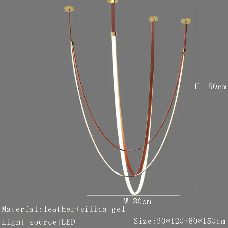 DecorBites™ Designer Leather Chandelier Belt Pendant Light for Modern Spaces