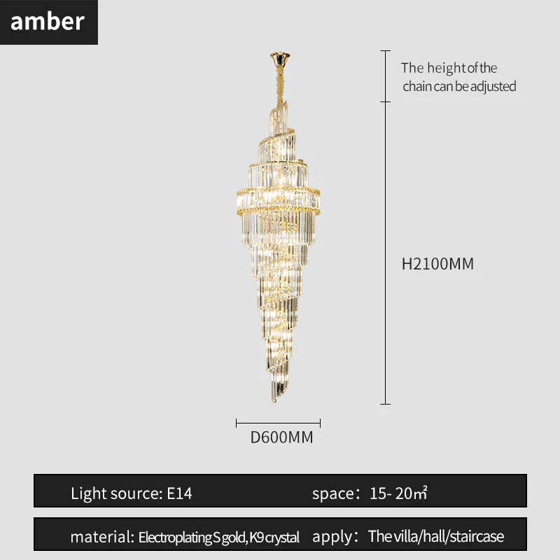 DecorBites™ Crystal Hollow Chandelier LED Light for Modern Luxury Living Room Loft