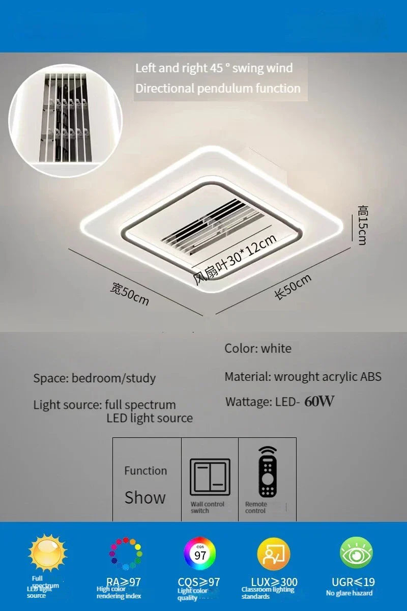 DecorBites™ LED Bladeless Ceiling Fan with Remote Control for Modern Living Room