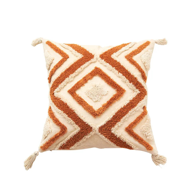 DecorBites™ Boho Chenille Tufted Pillow Case with Tassels for Home Fall Decor