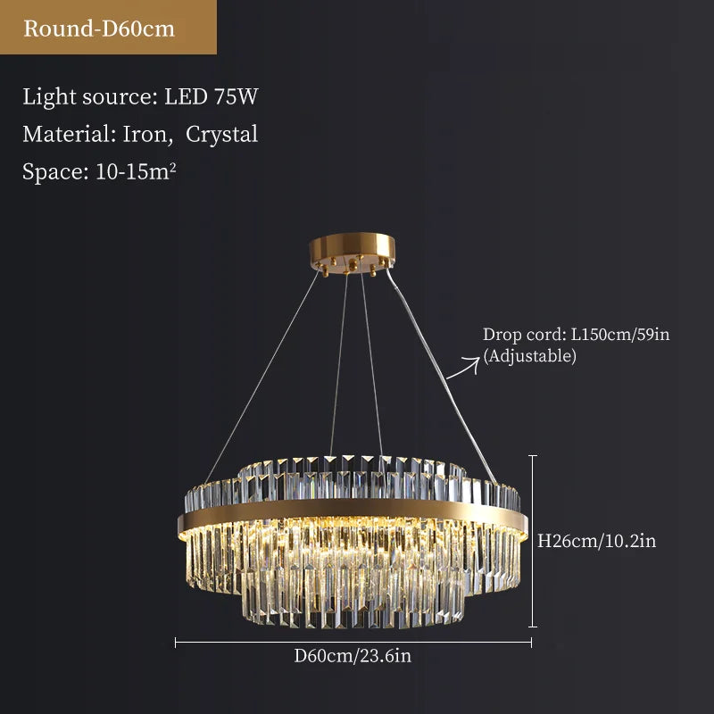 DecorBites™ Crystal Hanging Lamp for Luxurious Living Room Decor