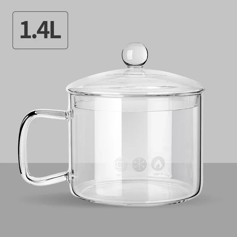 DecorBites™ Glass Salad Bowl with Lid, Large Capacity, Creative Design