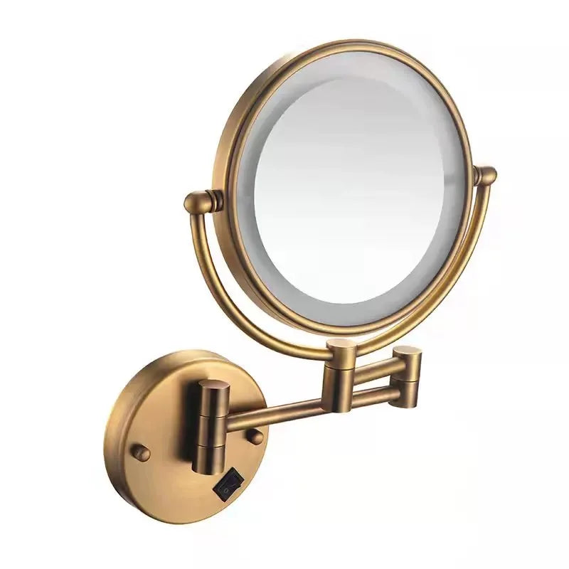 DecorBites™ Bronze Brass Wall Mounted 8" LED Makeup Mirror 3X/1X Magnification