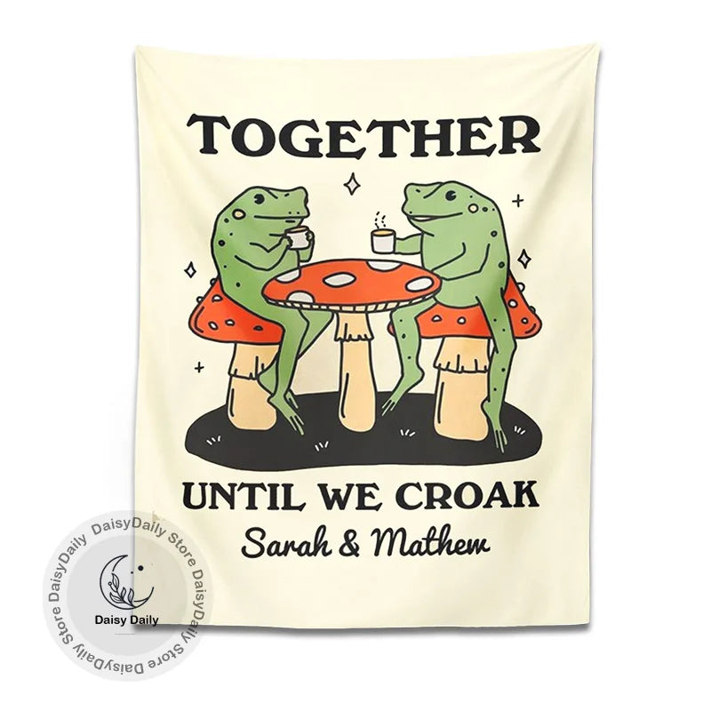 DecorBites™ Cute Cartoon Frog Moon Phase Tapestry for Girls Dorm Room Decor