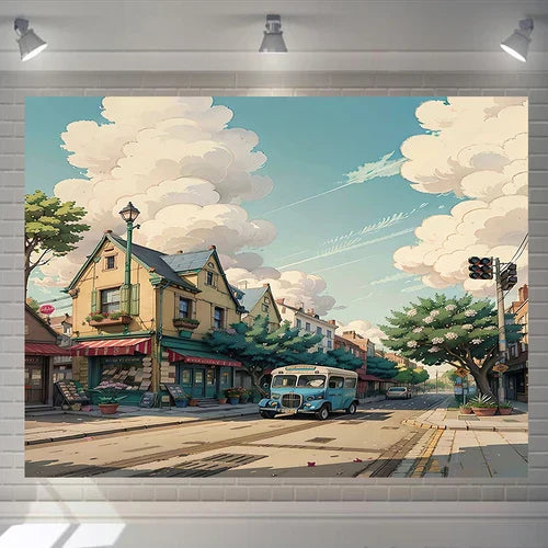 Tapiz colgante de pared DecorBites™ Love Street Landscape para decoración de dormitorio