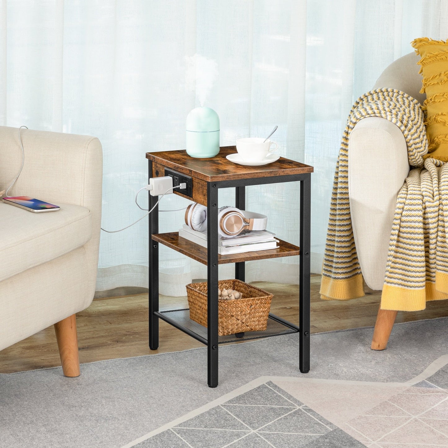 Kristian - Nightstand with Charging Station Small Nightstand